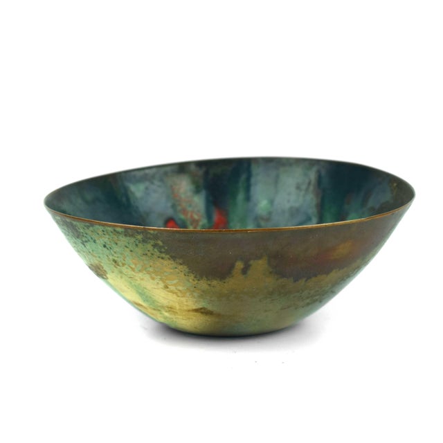 Mid 20th Century Mid 20th Century Enamel on Copper Decorative Bowl For Sale - Image 5 of 8