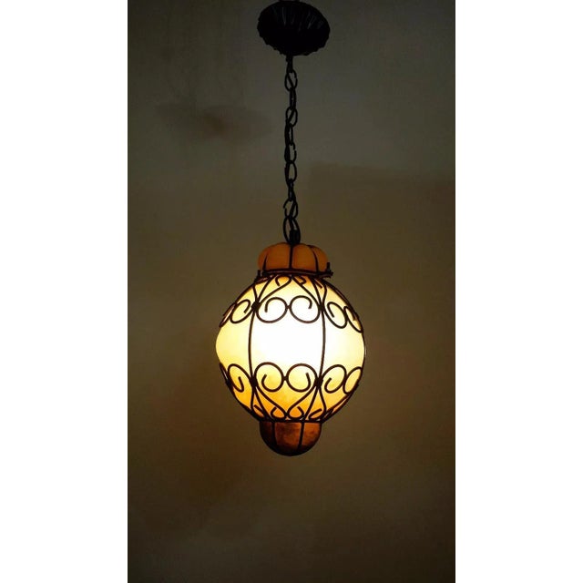 Vintage Pate De Verre Hanging Light in Metal, 1970s For Sale - Image 10 of 11