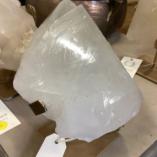 A Quartz Crystal on Golden Stand - F For Sale - Image 10 of 12