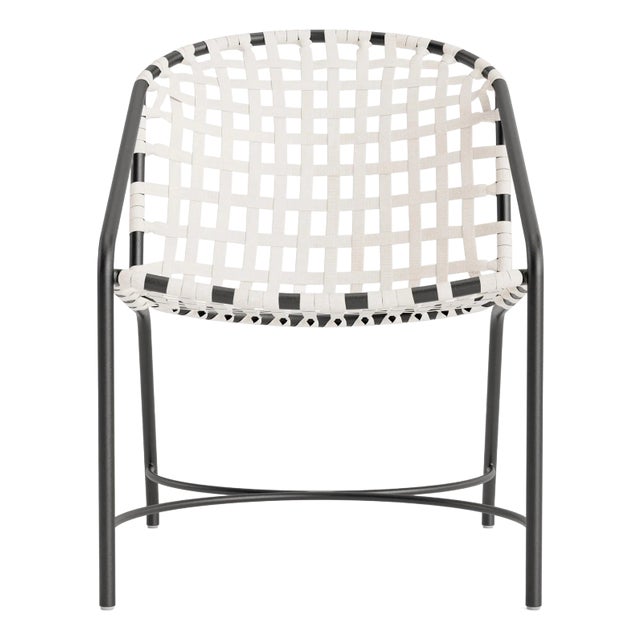 Brown Jordan Kantan Aluminum Suncloth Arm Chair, Textured Pewter frame with White fabric For Sale