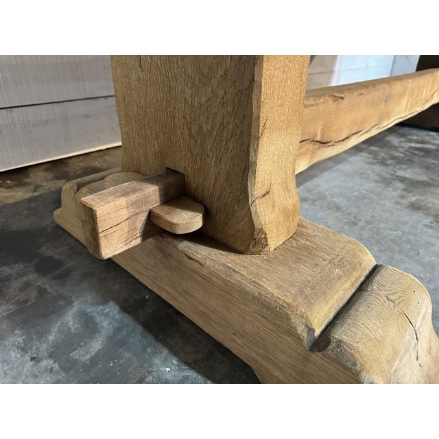 Large French Bleached Oak Farmhouse Dining Table, 1925 For Sale - Image 6 of 17
