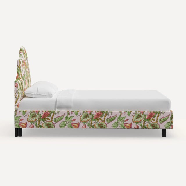Not Yet Made - Made To Order Red from Scalamandre crafted by Cloth & Company Geneva King Platform Bed, Pink Tropical Flora For Sale - Image 5 of 7