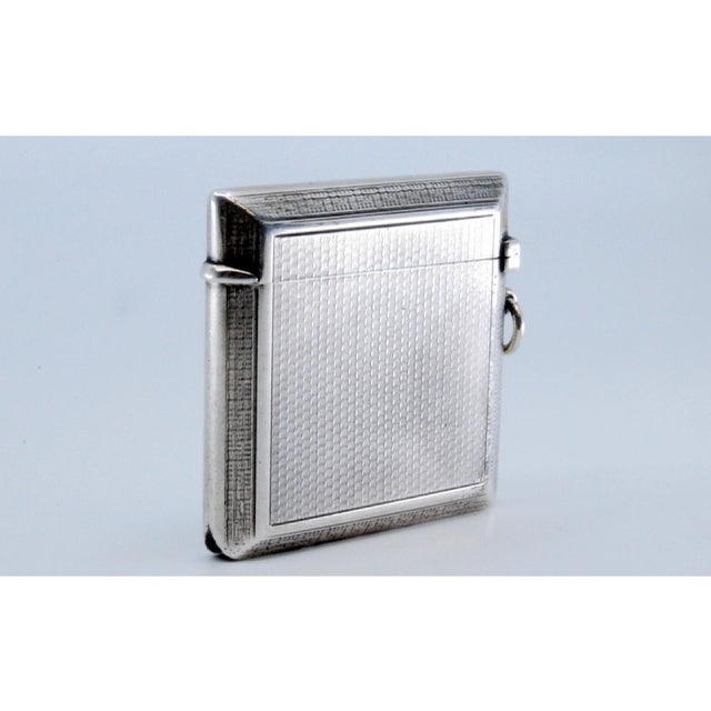 Silver Guilloche Silver Matchbox with Edge Friezes and Hanging Ring For Sale - Image 8 of 10