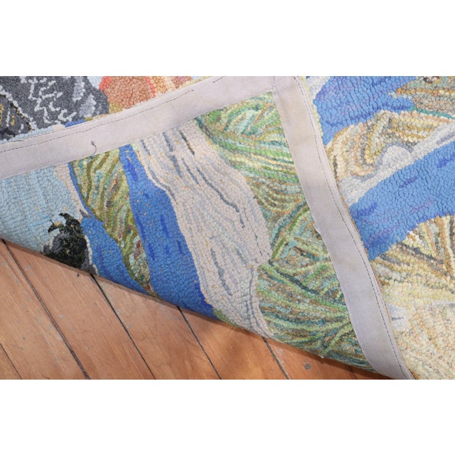 Mid 20th Century Mid 20th Century Scenic Duck American Hooked Pictorial Rug For Sale - Image 5 of 18