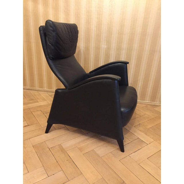 Animal Skin Black Leather Armchair, 1980s For Sale - Image 7 of 8