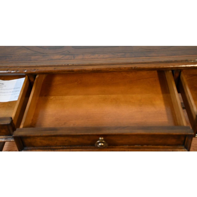 Brown 1970s Vintage Thomasville Furniture English Style Burl Walnut Console/ Sofa Table / Desk For Sale - Image 8 of 14