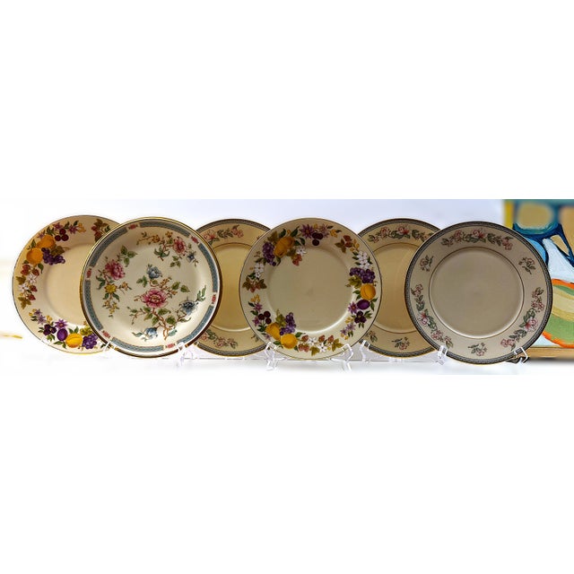 Beautiful curated set of six Lenox salad plates, all made in the USA and measuring approximately 8½". The set includes: 2...
