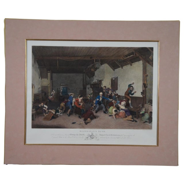 Antique Colored Print Engraving Blind Mans Buff Bluff Game Wilkie Raimbach For Sale - Image 13 of 13