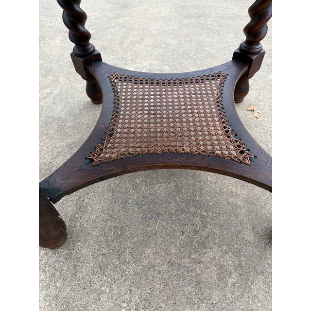 Coffee Vintage English Barley Twist Coffee Tble With Glass Top and Cane Bottom For Sale - Image 8 of 10