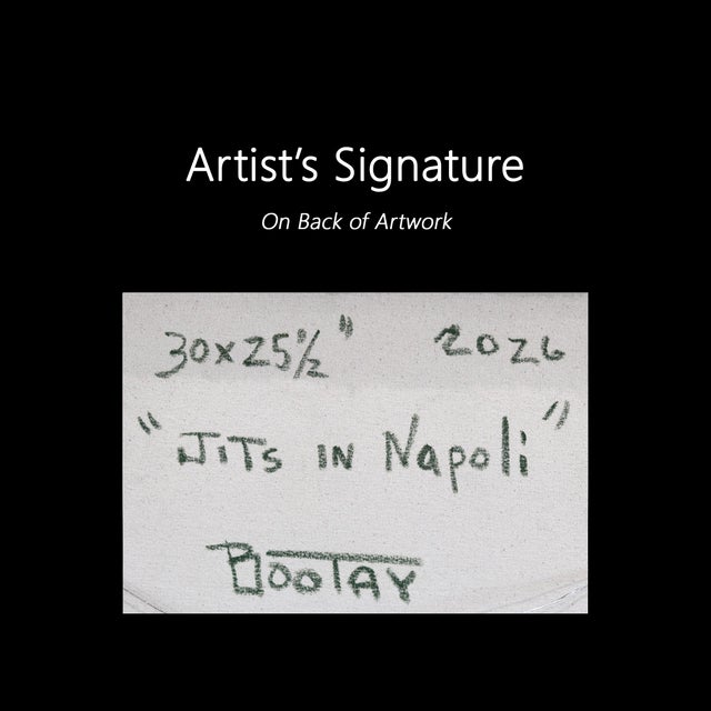 Jits in Napoli - Original Blue Neutral Organic Abstract Oil Acrylic and Charcoal Painting on Canvas For Sale - Image 9 of 9