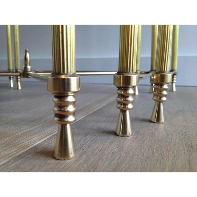 1940s French Neoclassical Style Brass & Mirror Top Nesting Tables - Set of 3 For Sale - Image 11 of 13
