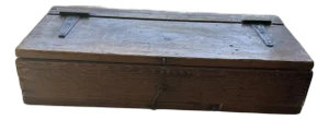 Stately Antique Wooden Box With Forged Iron Hinges – Solid 1″ Walls