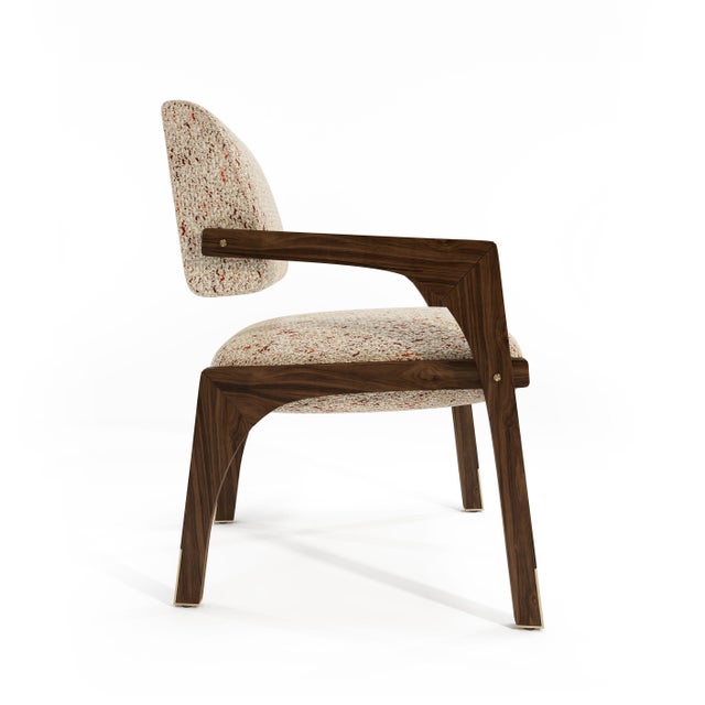 Arches Dining Chair in Chenille and Walnut from Insidherland, in New conditions. Designed from 2000 Labeled by Maker