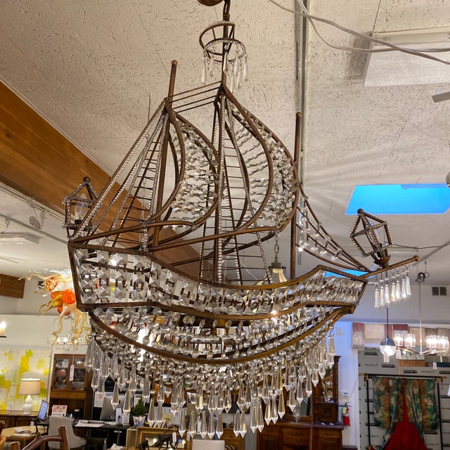Z Gallerie Crystal Ship Chandelier | Chairish
