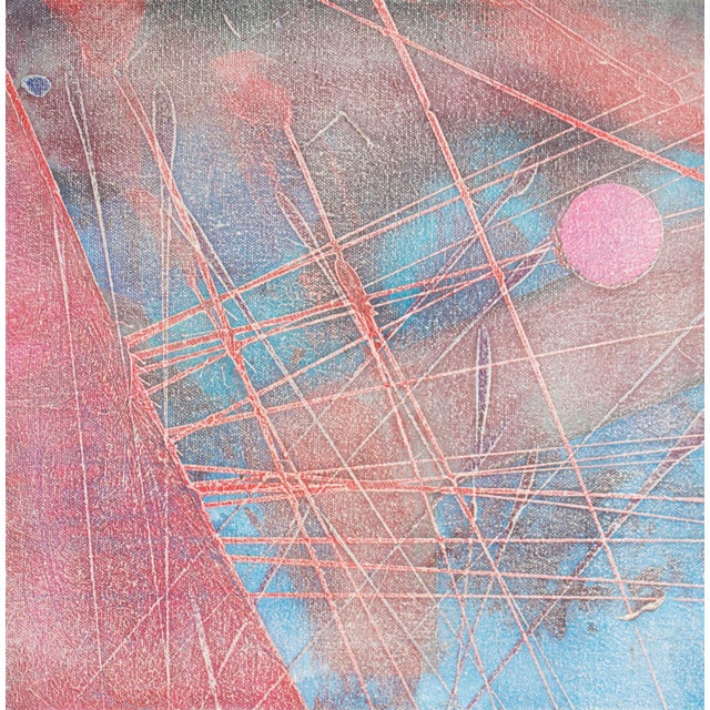 An oil on canvas painting by the American artist Anthony Louis Popcheff (1954-2003). Unsigned, this abstract work depicts...