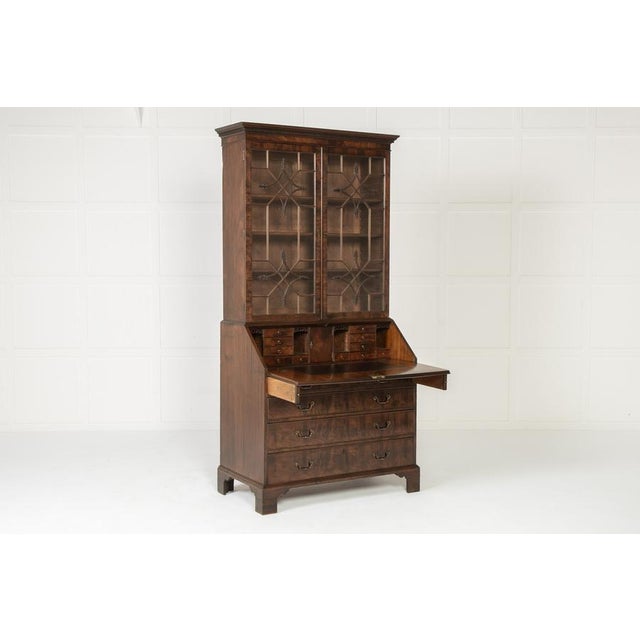 Antique English Mahogany Secretaire, 1700s For Sale - Image 3 of 16