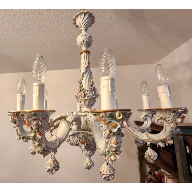Hand-Shaped Chandelier in Porcelain from Capodimonte, 1960s For Sale - Image 9 of 18