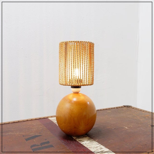 Vintage Bohemian Table Lamp in Wood and Rope, 1970s For Sale - Image 10 of 10