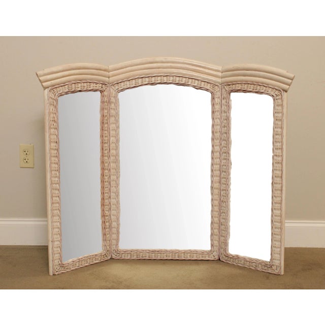 High Quality Painted Wicker Trifold Mirror
