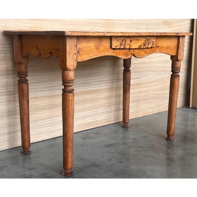 Early 20th Century Spanish Country Pine "Mobila " Sofa Table or Console table with Drawer For Sale - Image 11 of 18