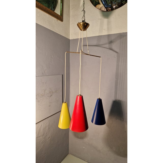 Vintage Pendant Lamp in Brass from Stilnovo, 1950s For Sale - Image 11 of 11