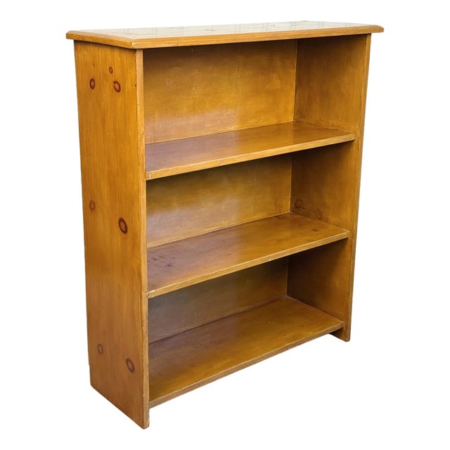 Vintage Farmhouse Pine Bookshelf Cabinet For Sale