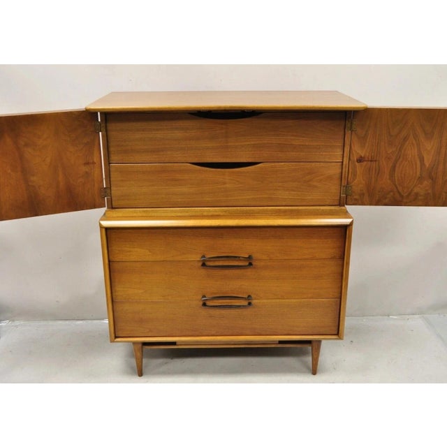Mid 20th Century Kent Coffey Eloquence Mid Century Modern Walnut Tall Chest Highboy Dresser For Sale - Image 5 of 13