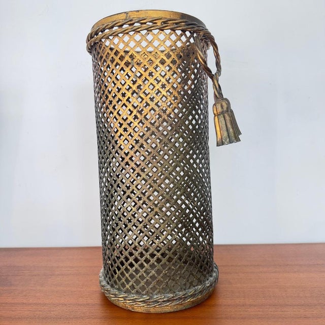 Italian Gilded Metal Umbrella Stand by Li Puma, 1950 For Sale - Image 10 of 11