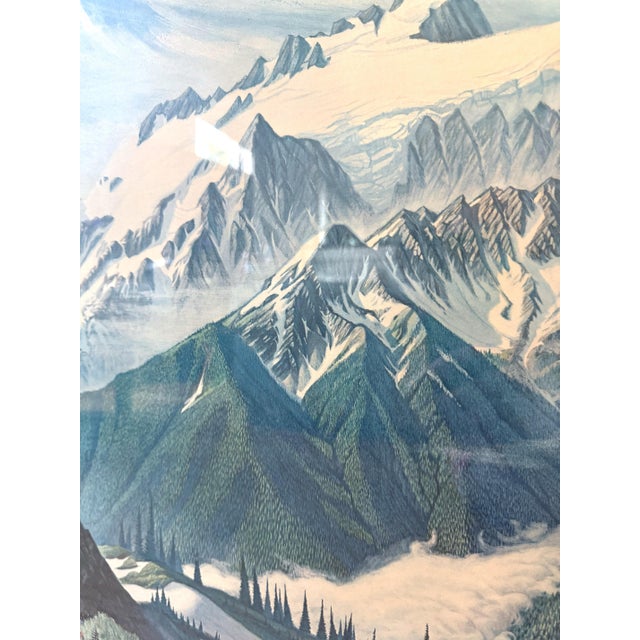Contemporary Vintage 1968 Large Mt Olympus Washington State Lithograph Ski Cabin Lodge Decor Seattle For Sale - Image 3 of 12