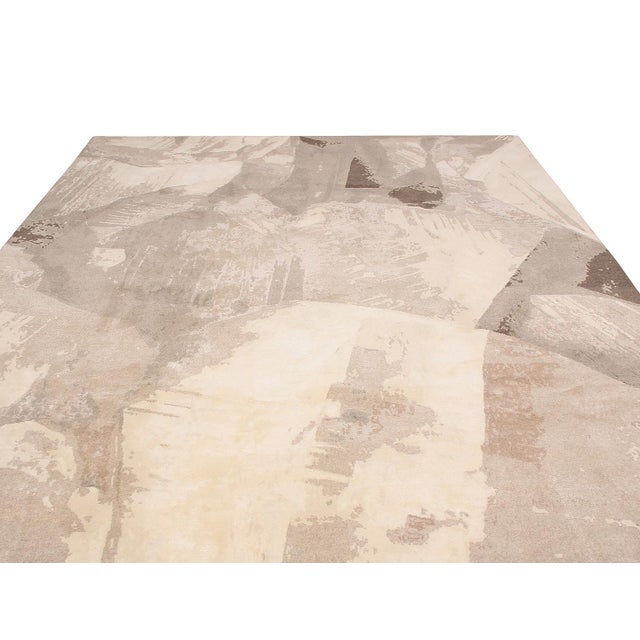 Contemporary Rug & Kilim's Contemporary Nepalese Beige-Brown Wool and Silk Rug For Sale - Image 3 of 6