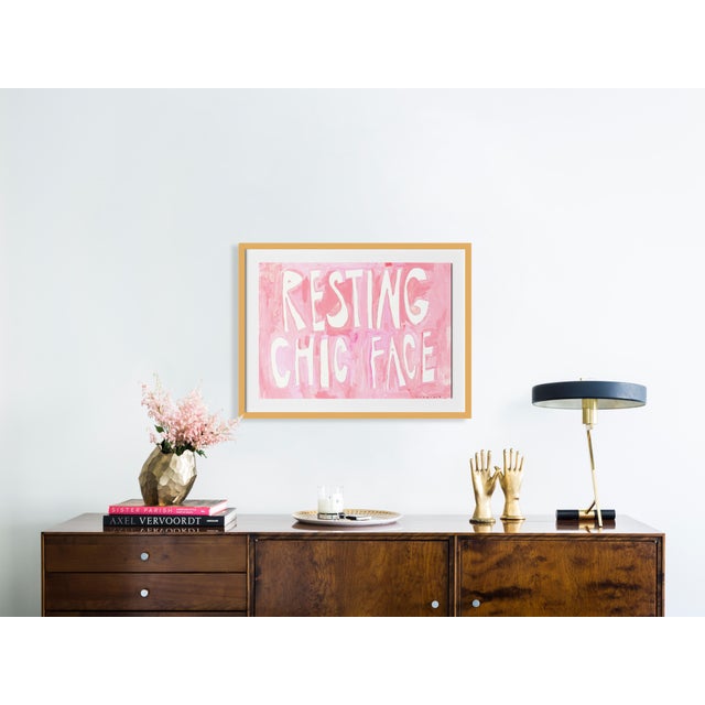 Contemporary Resting Chic Face by Virginia Chamlee in Gold Frame, Medium Art Print For Sale - Image 3 of 4