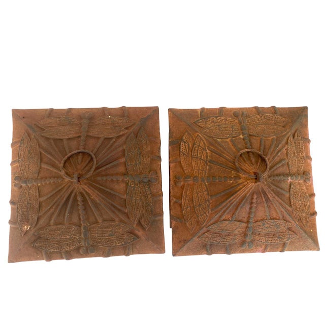 Metal Vintage Iron Dragon Fly Embellished Pagoda Lanterns - Set of 2 For Sale - Image 7 of 8