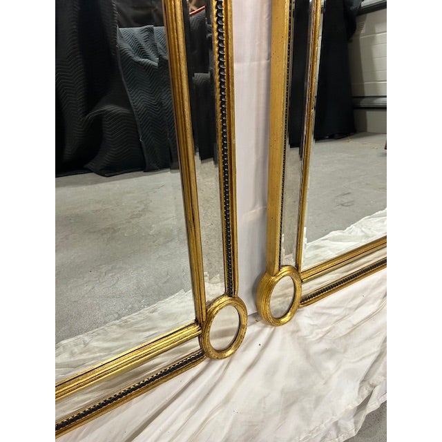 Glass Louis XVI Style Gold Gilt Mirrors by LaBarge, a Pair For Sale - Image 7 of 12