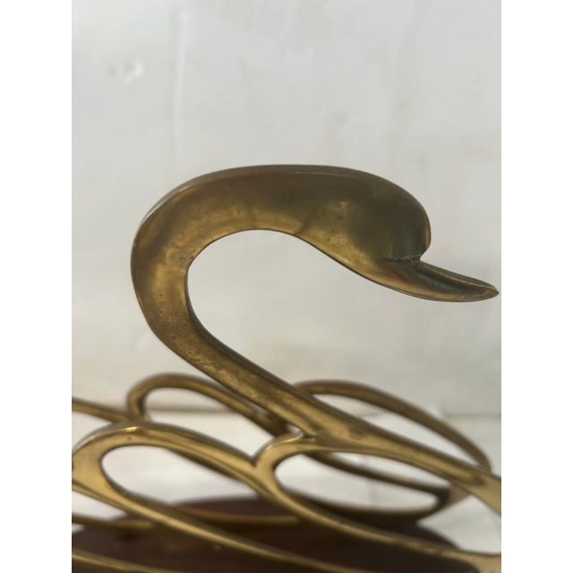 1980s Swan Shaped Brass Magazine Rack For Sale In Miami - Image 6 of 8