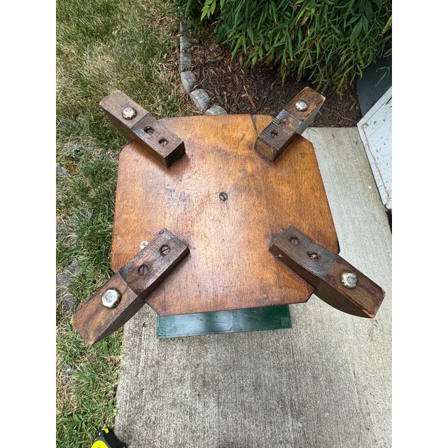 Wood Inlaid Top Chess Checker Game Side Table | Chairish