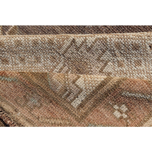 Vintage Turkish Kars Gallery Runner in Warm Taupe, Sand, and Soft Brown For Sale - Image 12 of 14