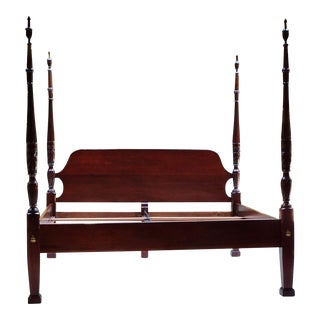 Link-Taylor Rice Carved High Poster King Bed (Solid Mahogany) For Sale