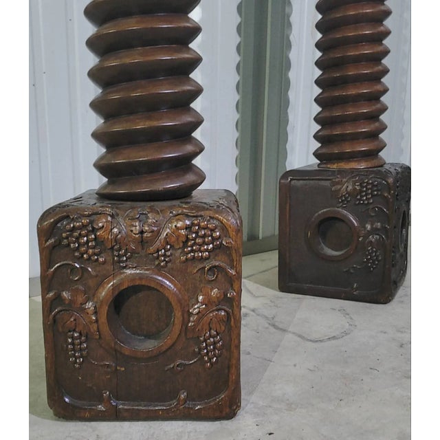 Monumental Antique French Vineyard Salvaged Winepress Pedestals - a Pair For Sale - Image 4 of 11