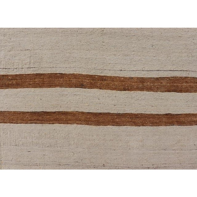Textile Vintage Turkish Kilim Runner With Horizontal Stripes in Ivory and Cognac For Sale - Image 7 of 12