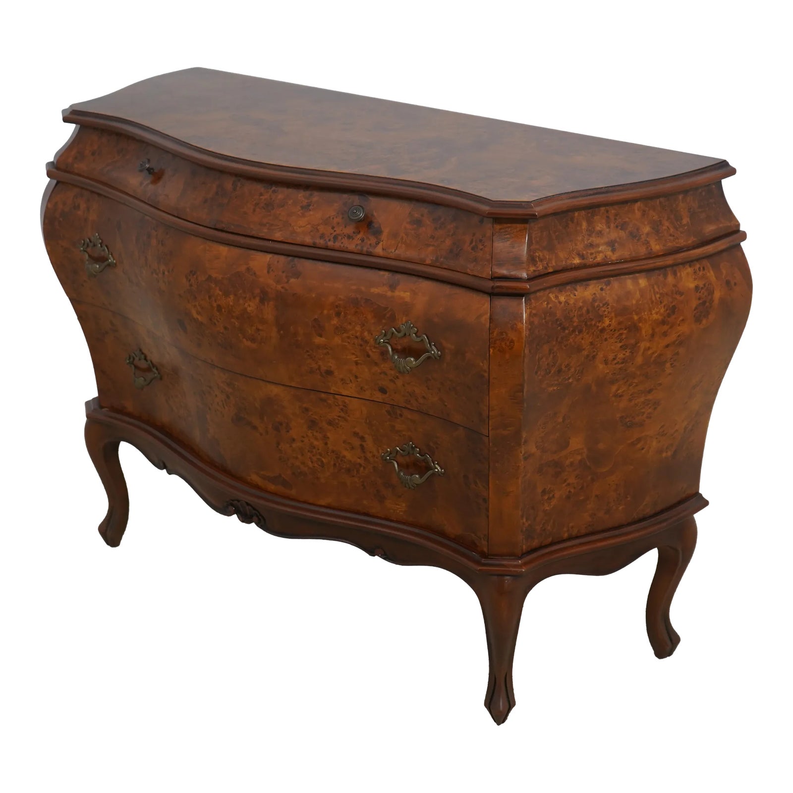 Decorative Crafts Italian Burl Walnut Commode | Chairish