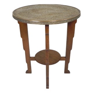 Vintage Art Deco Coffee Table with Brass Top, 1930s For Sale