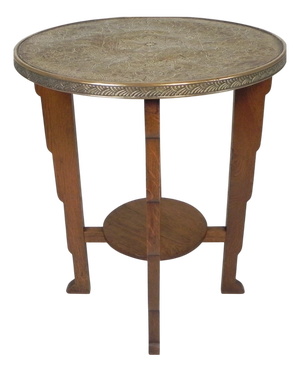 Vintage Art Deco Coffee Table with Brass Top, 1930s