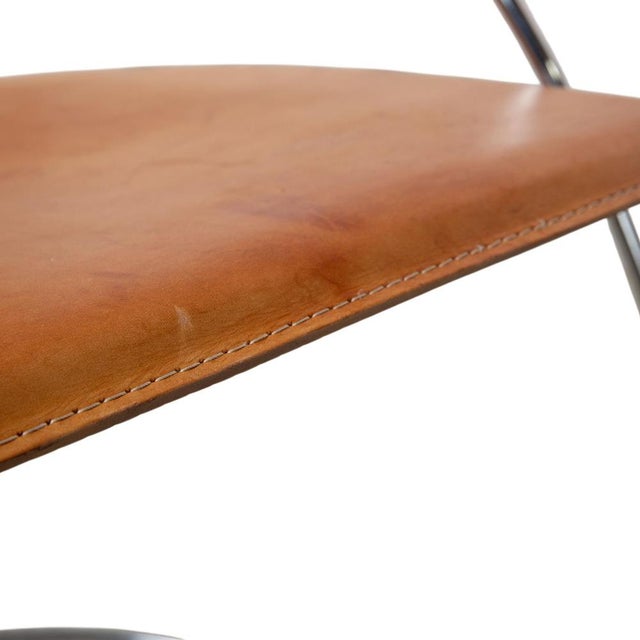 Interio Croma Steel Tube Chairs in Natural Leather, Set of 4 For Sale - Image 4 of 12