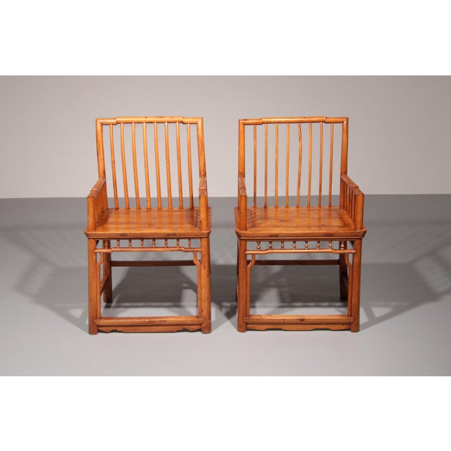 Wood Asian Hongmu Comb-Back Armchairs, 1920, Set of 2 For Sale - Image 7 of 14