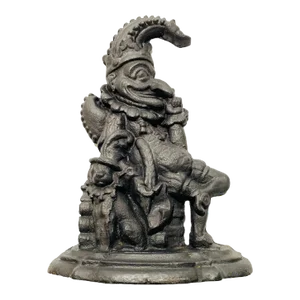 Antique Cast Iron Medieval Renaissance Era Court Jester, Mr Punch, and Dog Door Stop