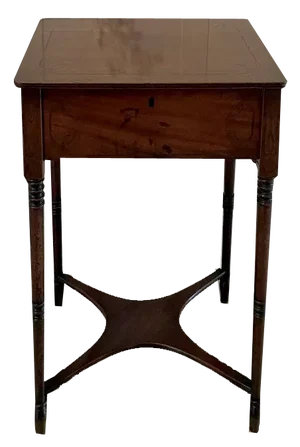 Antique Regency Freestanding Mahogany Inlaid Lamp Table, 1830s