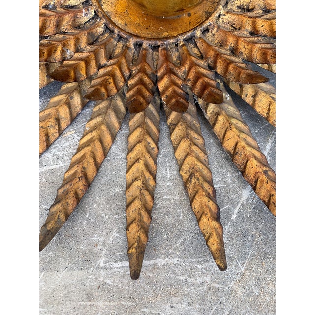 Mid Century Sunburst Ceiling Fixture With Glass Tulip For Sale - Image 9 of 13