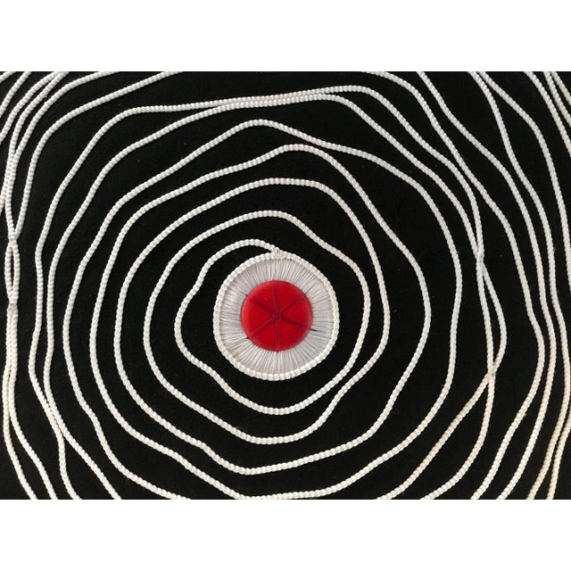 Pair of Black and White Modern Art Decorative Embroidered Cord Pillows For Sale - Image 4 of 7