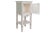 A shabby chic side table made of solid wood and painted in white with teal details. The cabinet door is pierced and...