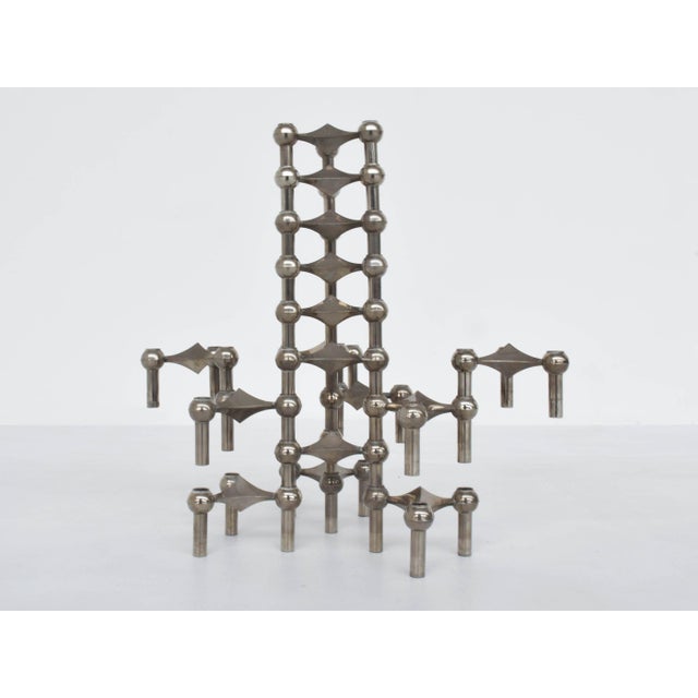 Brutalist Modular Candleholder by Ceasar Stoffi for Hans Nagel, Germany, 1965, Set of 16 For Sale - Image 3 of 6